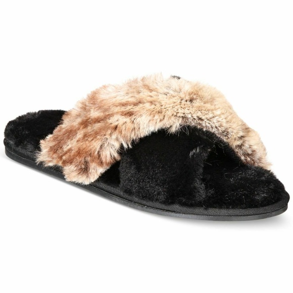 INC International Concepts Shoes - INC International Concepts Faux Fur Slippers Black